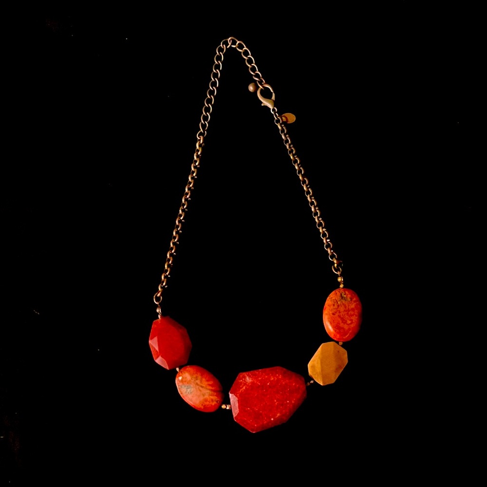 Chico red/coral faceted stone necklace